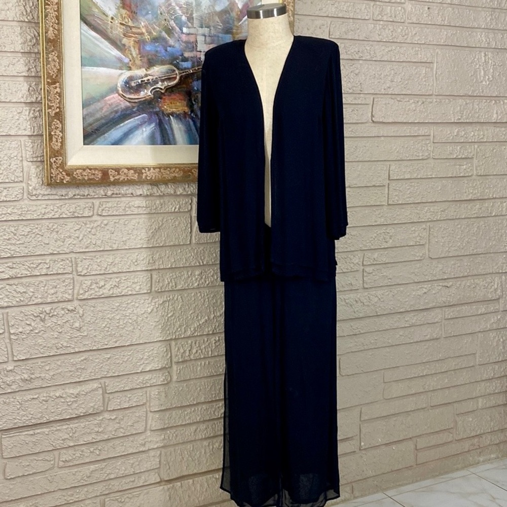 Cache Split Skirt Overlay Pants Suit